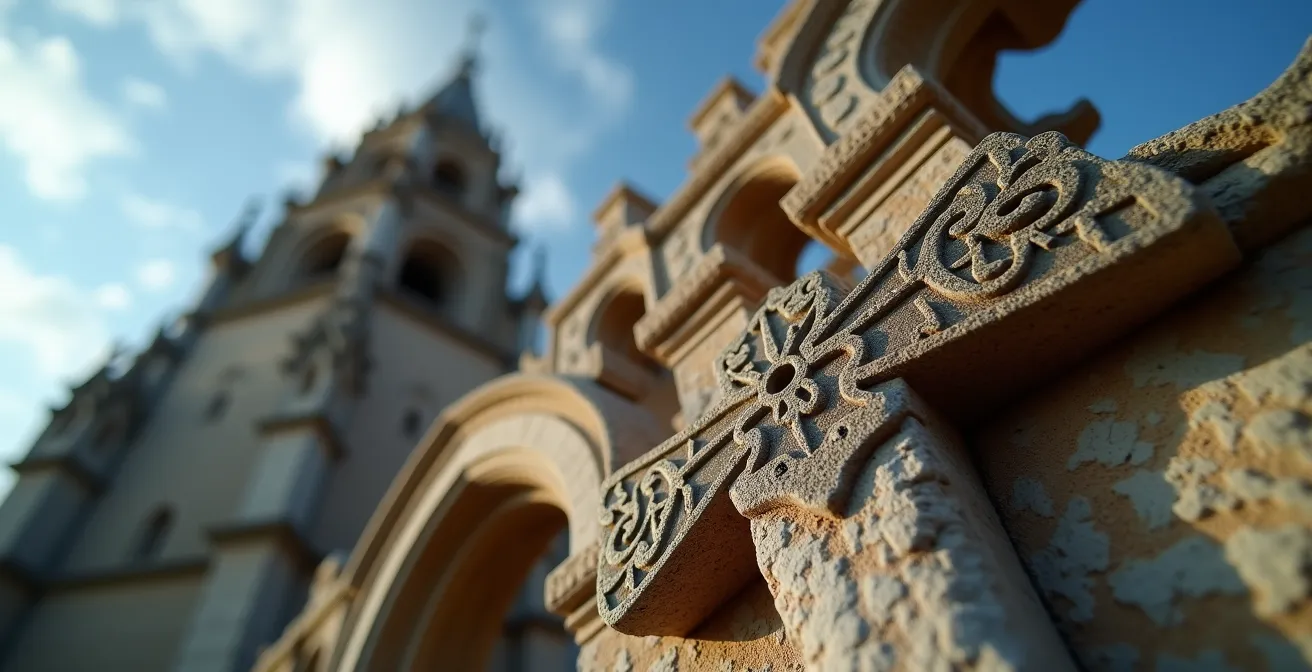 Détail architectural du beffroi d'Arras avec ses ornements sculptés