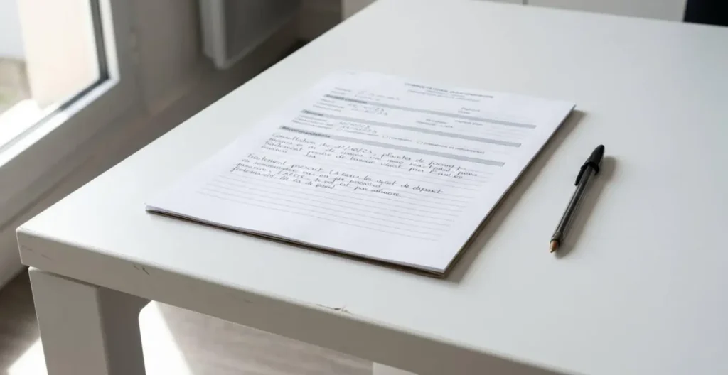 Dossier médical et ordonnance posés sur un bureau lumineux, stylo à côté, détails nets, environnement médical contemporain. Dossier médical et ordonnance posés sur un bureau lumineux, stylo à côté, détails nets, environnement médical contemporain.